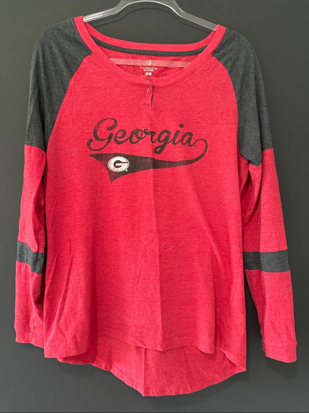 Colosseum Red & Dark Gray UGA Georgia Raglan Long Sleeve Tee